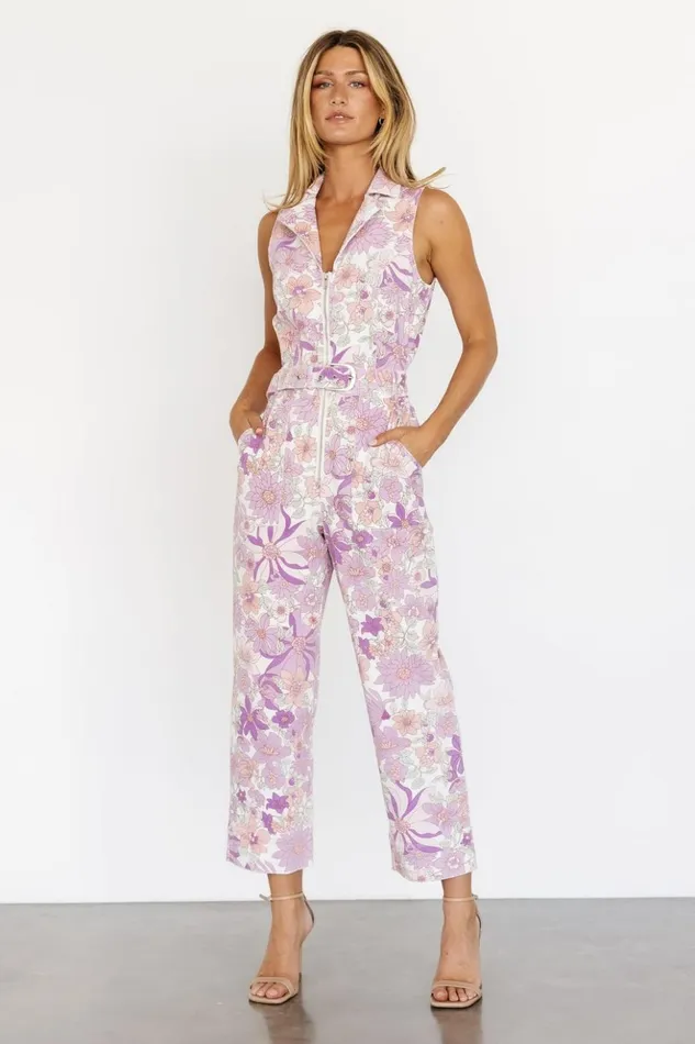 Baltic Born Jumpsuits and Rompers JoJo Sleeveless Jumpsuit Purple Floral 8211 Women Baltic Born Jumpsuits and Rompers JoJo Sleeveless Jumpsuit Purple Floral 8211 Women