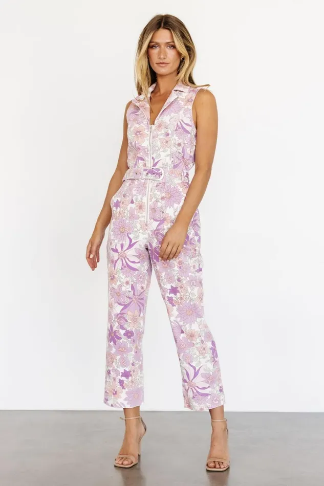 Baltic Born Jumpsuits and Rompers JoJo Sleeveless Jumpsuit Purple Floral 8211 Women Baltic Born Jumpsuits and Rompers JoJo Sleeveless Jumpsuit Purple Floral 8211 Women