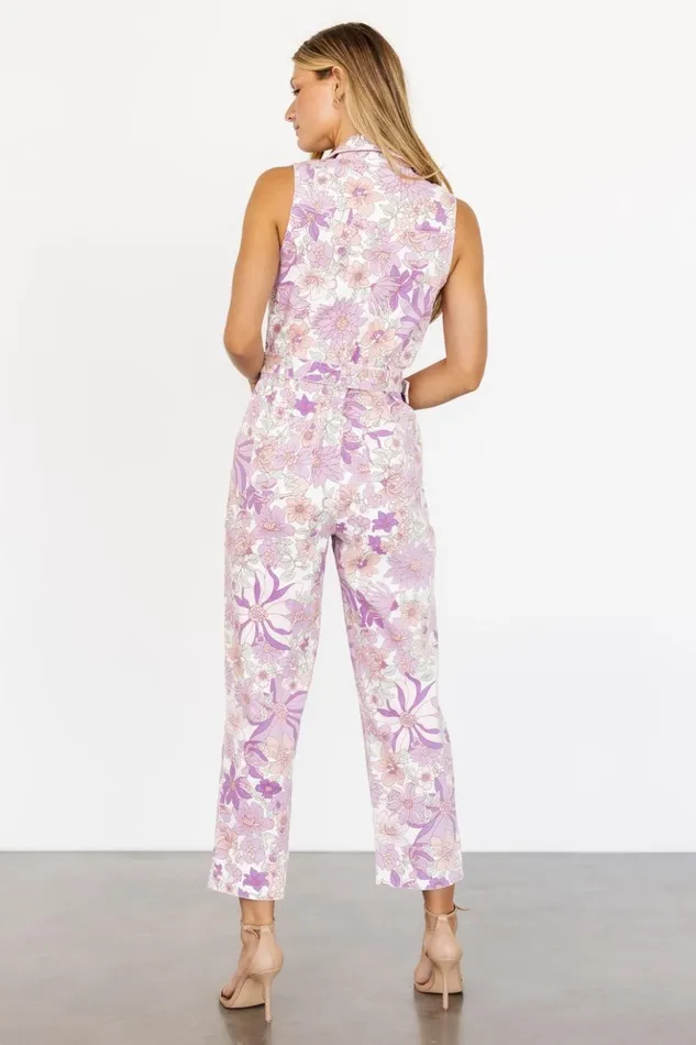Baltic Born Jumpsuits and Rompers JoJo Sleeveless Jumpsuit Purple Floral 8211 Women Baltic Born Jumpsuits and Rompers JoJo Sleeveless Jumpsuit Purple Floral 8211 Women