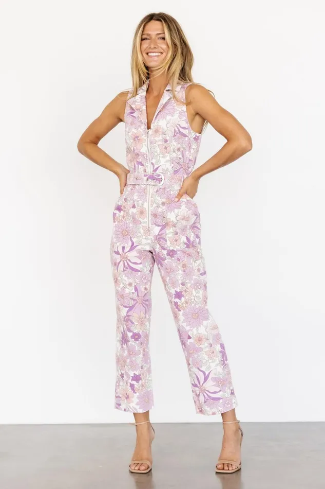 Baltic Born Jumpsuits and Rompers JoJo Sleeveless Jumpsuit Purple Floral 8211 Women Baltic Born Jumpsuits and Rompers JoJo Sleeveless Jumpsuit Purple Floral 8211 Women