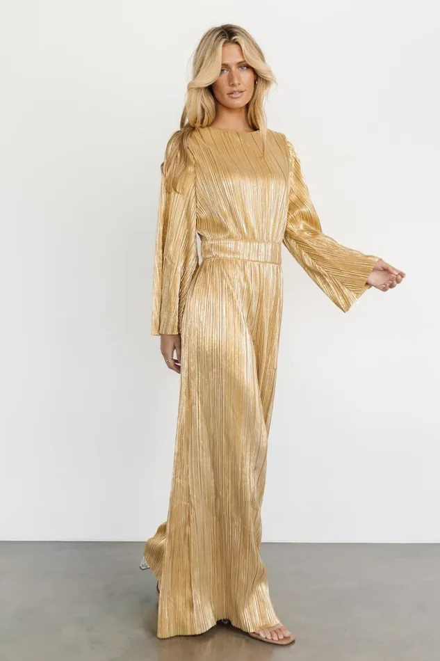 Baltic Born Jumpsuits and Rompers La Rambla Pleated Jumpsuit Gold 8211 Women Baltic Born Jumpsuits and Rompers La Rambla Pleated Jumpsuit Gold 8211 Women