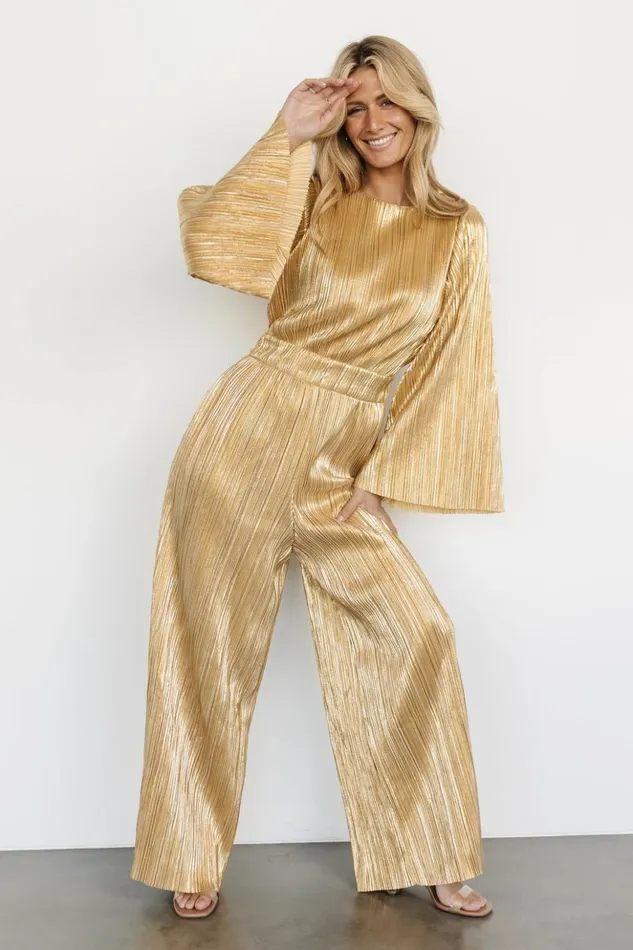 Baltic Born Jumpsuits and Rompers La Rambla Pleated Jumpsuit Gold 8211 Women Baltic Born Jumpsuits and Rompers La Rambla Pleated Jumpsuit Gold 8211 Women