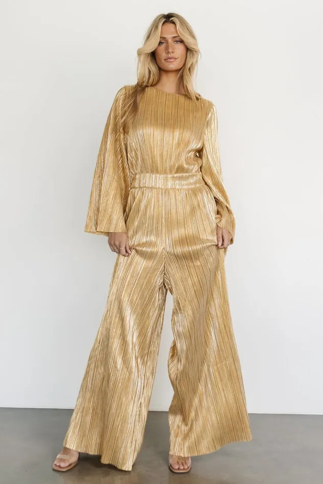 Baltic Born Jumpsuits and Rompers La Rambla Pleated Jumpsuit Gold 8211 Women Baltic Born Jumpsuits and Rompers La Rambla Pleated Jumpsuit Gold 8211 Women