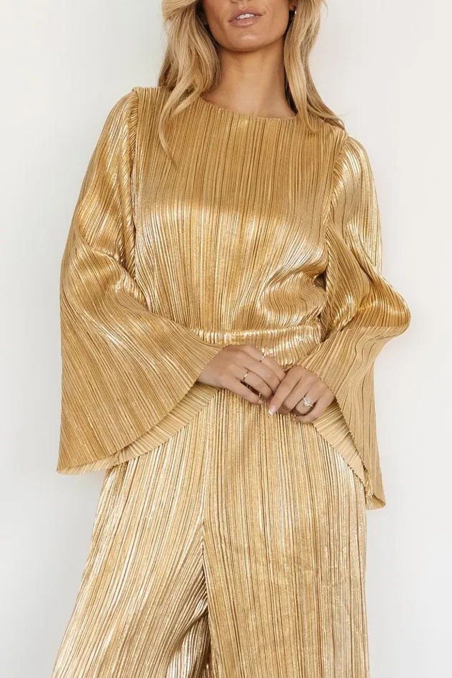 Baltic Born Jumpsuits and Rompers La Rambla Pleated Jumpsuit Gold 8211 Women Baltic Born Jumpsuits and Rompers La Rambla Pleated Jumpsuit Gold 8211 Women