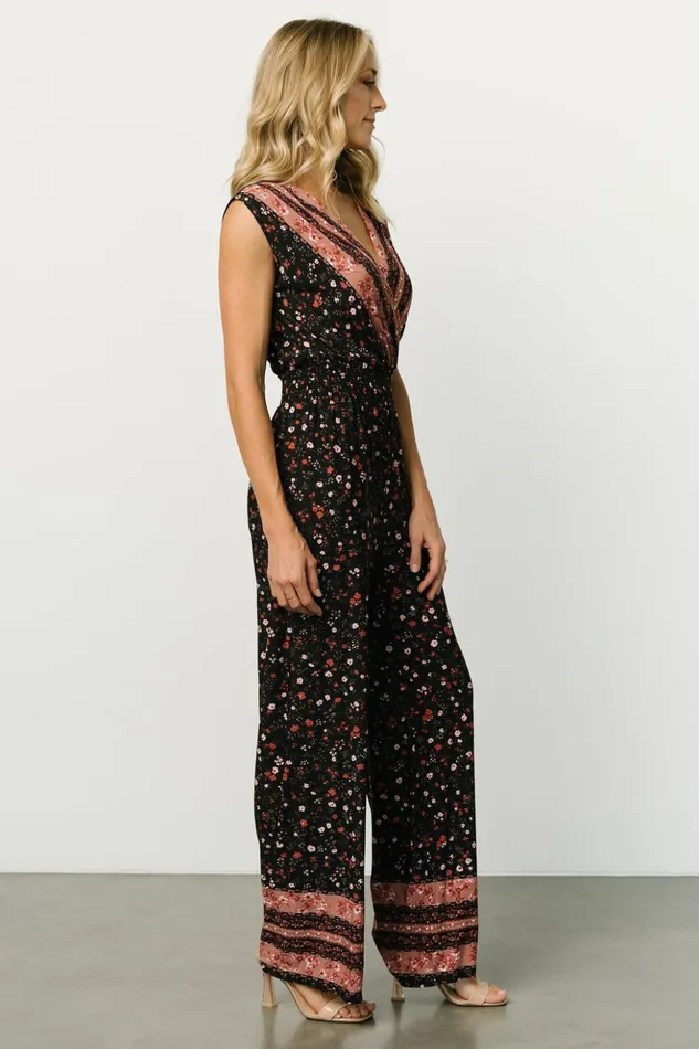 Baltic Born Jumpsuits and Rompers Lana Smocked Jumpsuit Black Floral 8211 Women Baltic Born Jumpsuits and Rompers Lana Smocked Jumpsuit Black Floral 8211 Women