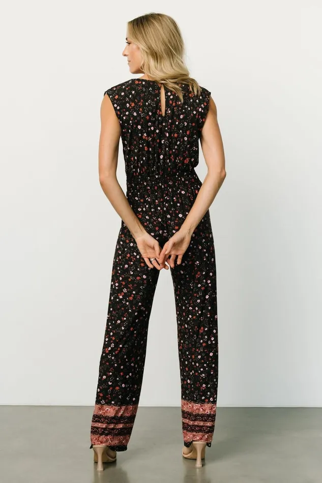 Baltic Born Jumpsuits and Rompers Lana Smocked Jumpsuit Black Floral 8211 Women Baltic Born Jumpsuits and Rompers Lana Smocked Jumpsuit Black Floral 8211 Women