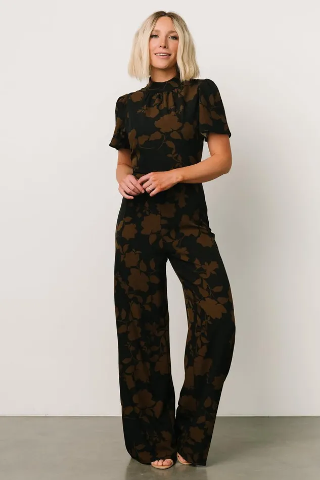 Baltic Born Jumpsuits and Rompers Langham Mock Neck Jumpsuit Espresso Print 8211 Women Baltic Born Jumpsuits and Rompers Langham Mock Neck Jumpsuit Espresso Print 8211 Women