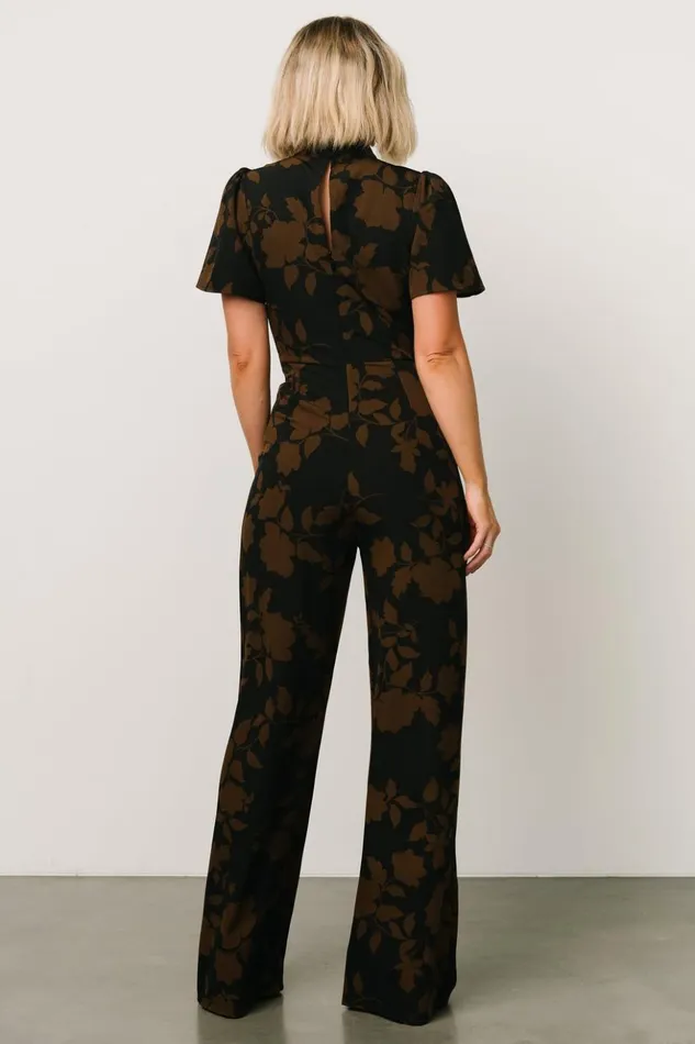 Baltic Born Jumpsuits and Rompers Langham Mock Neck Jumpsuit Espresso Print 8211 Women Baltic Born Jumpsuits and Rompers Langham Mock Neck Jumpsuit Espresso Print 8211 Women