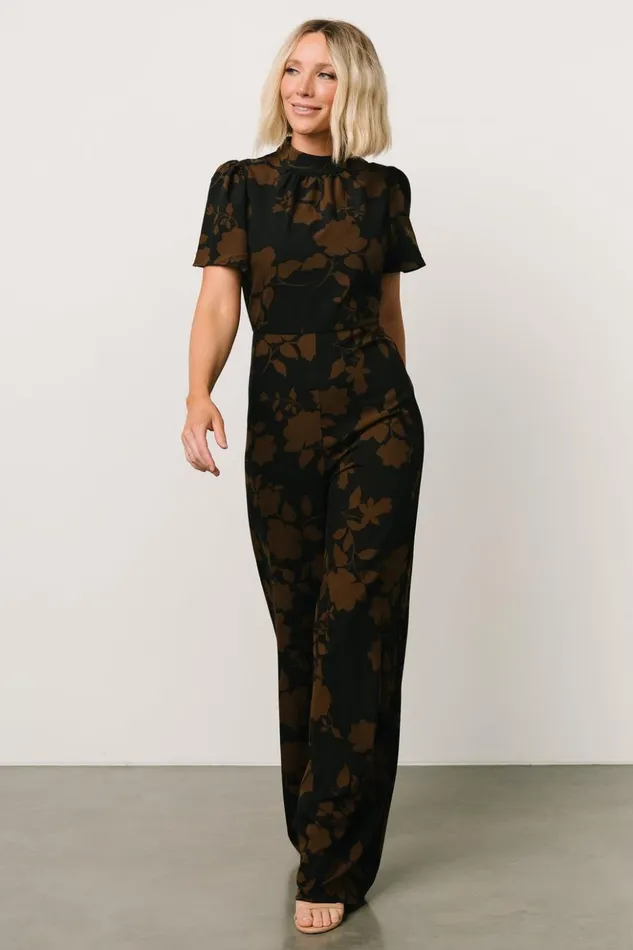 Baltic Born Jumpsuits and Rompers Langham Mock Neck Jumpsuit Espresso Print 8211 Women Baltic Born Jumpsuits and Rompers Langham Mock Neck Jumpsuit Espresso Print 8211 Women