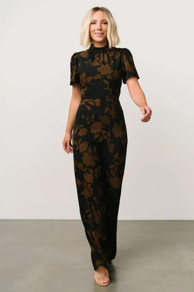 Baltic Born Jumpsuits and Rompers Langham Mock Neck Jumpsuit Espresso Print 8211 Women Baltic Born Jumpsuits and Rompers Langham Mock Neck Jumpsuit Espresso Print 8211 Women