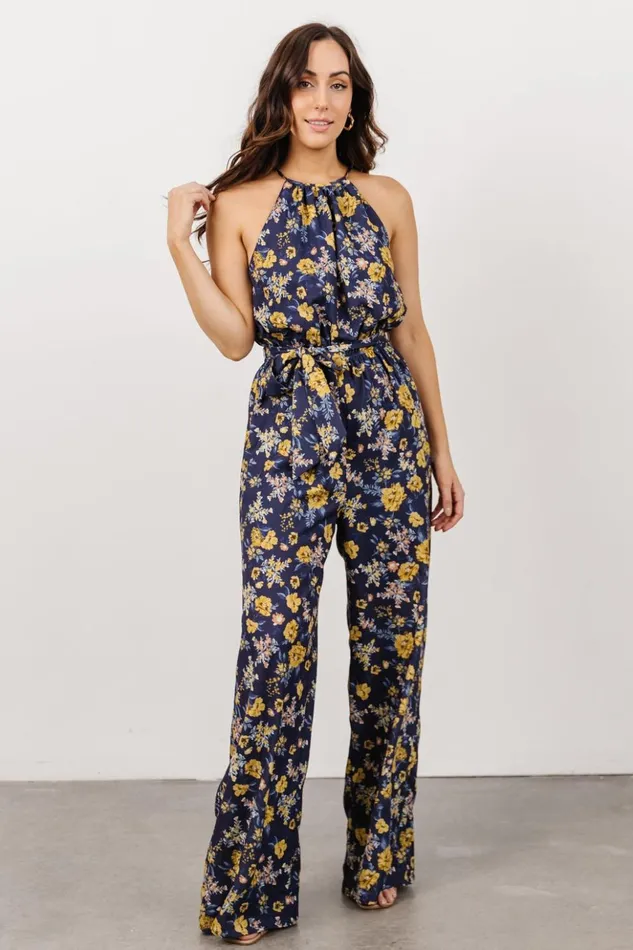 Baltic Born Jumpsuits and Rompers Mallory High Neck Jumpsuit Blue Multi Floral 8211 Women Baltic Born Jumpsuits and Rompers Mallory High Neck Jumpsuit Blue Multi Floral 8211 Women