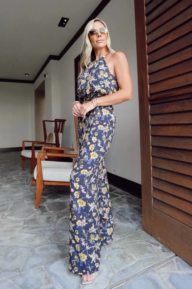 Baltic Born Jumpsuits and Rompers Mallory High Neck Jumpsuit Blue Multi Floral 8211 Women Baltic Born Jumpsuits and Rompers Mallory High Neck Jumpsuit Blue Multi Floral 8211 Women