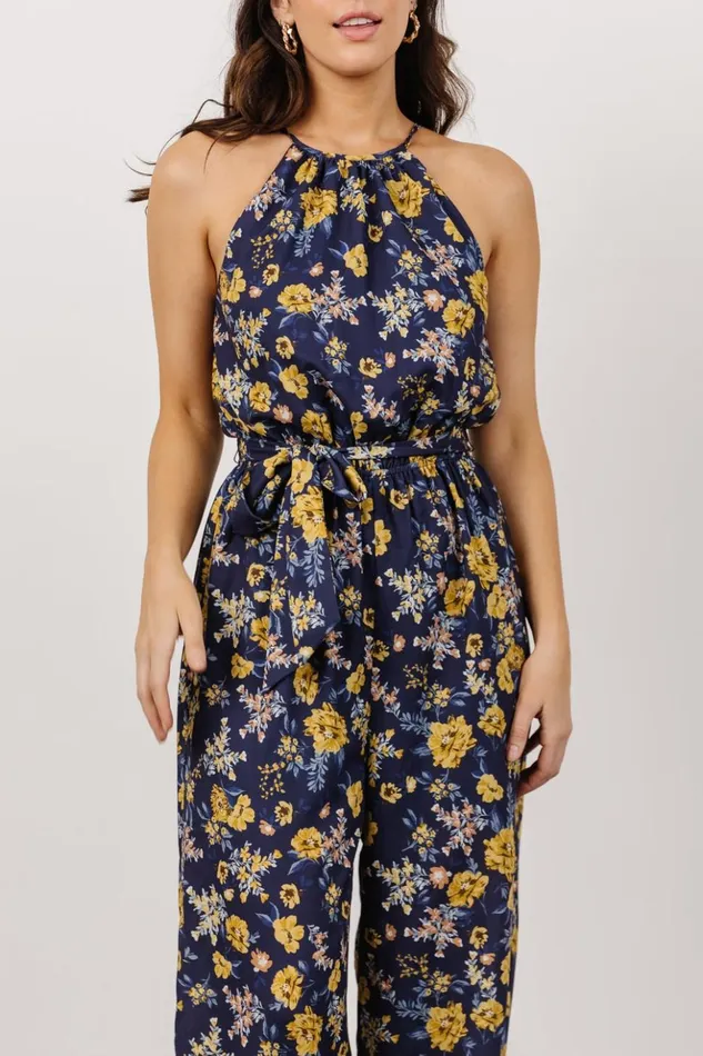 Baltic Born Jumpsuits and Rompers Mallory High Neck Jumpsuit Blue Multi Floral 8211 Women Baltic Born Jumpsuits and Rompers Mallory High Neck Jumpsuit Blue Multi Floral 8211 Women