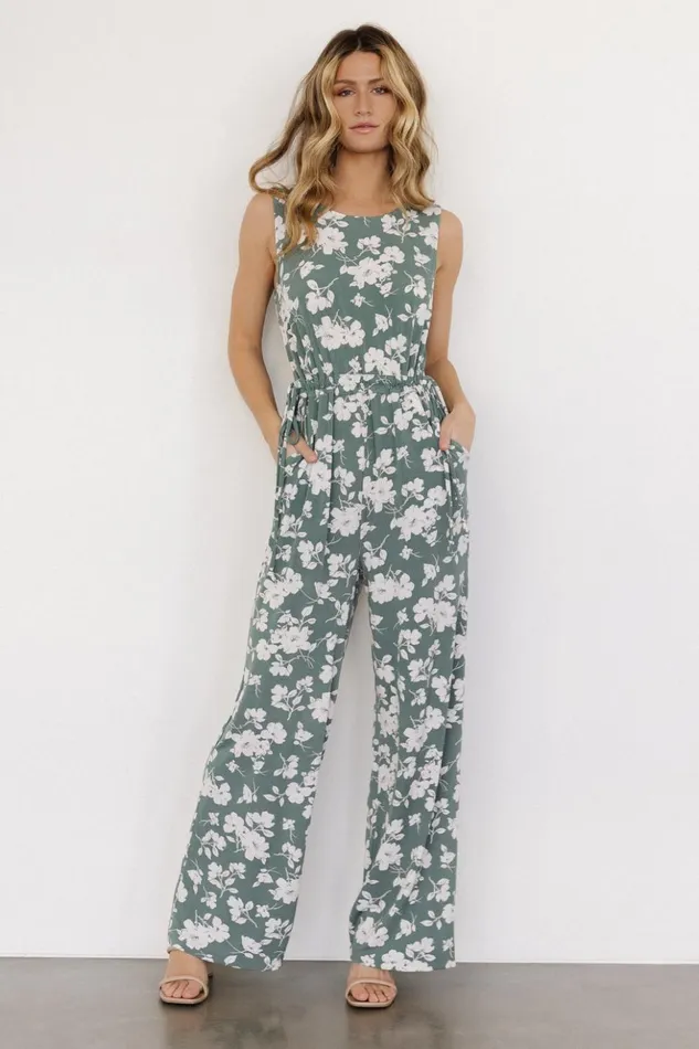Baltic Born Jumpsuits and Rompers Margaux Jumpsuit Dusty Green Ivory 8211 Women