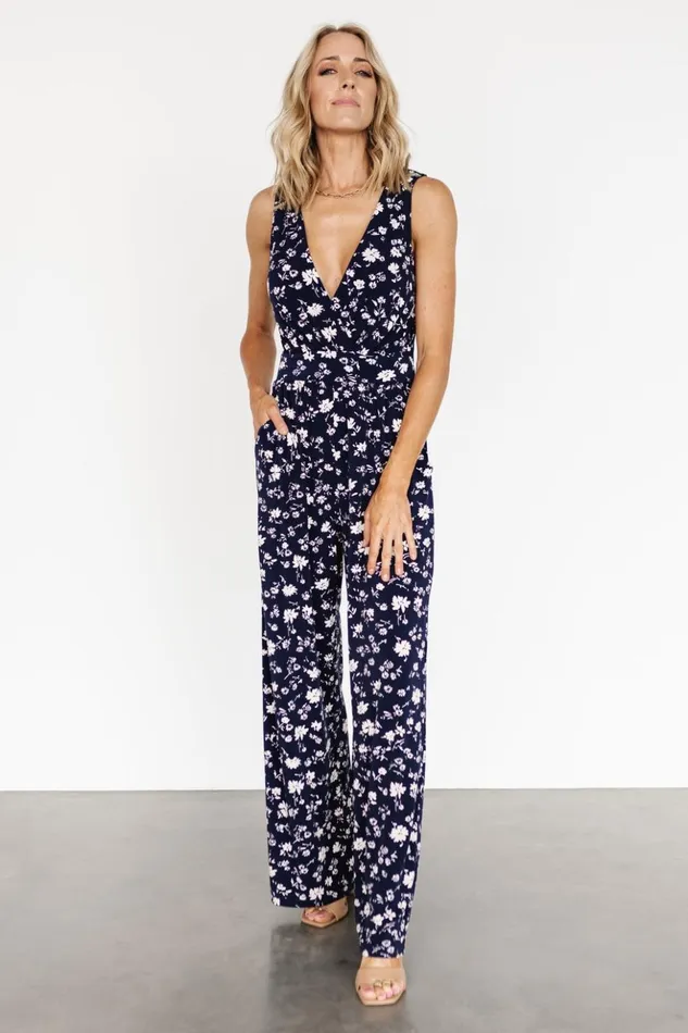 Baltic Born Jumpsuits and Rompers Rudie Sleeveless Jumpsuit Dark Blue Floral 8211 Women Baltic Born Jumpsuits and Rompers Rudie Sleeveless Jumpsuit Dark Blue Floral 8211 Women