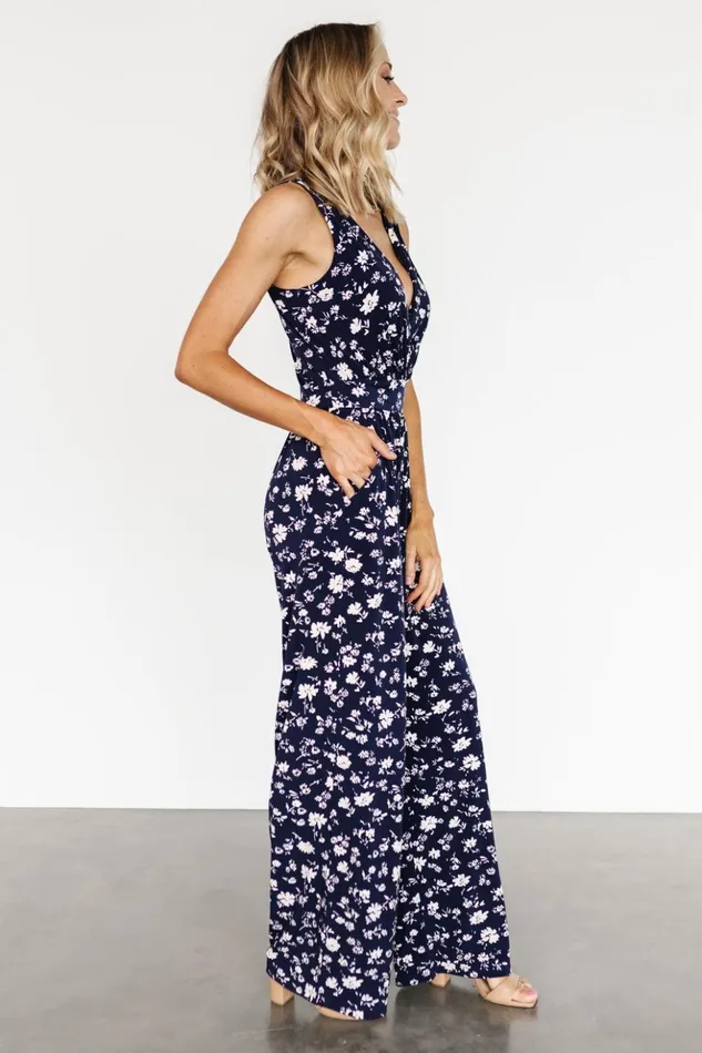 Baltic Born Jumpsuits and Rompers Rudie Sleeveless Jumpsuit Dark Blue Floral 8211 Women Baltic Born Jumpsuits and Rompers Rudie Sleeveless Jumpsuit Dark Blue Floral 8211 Women