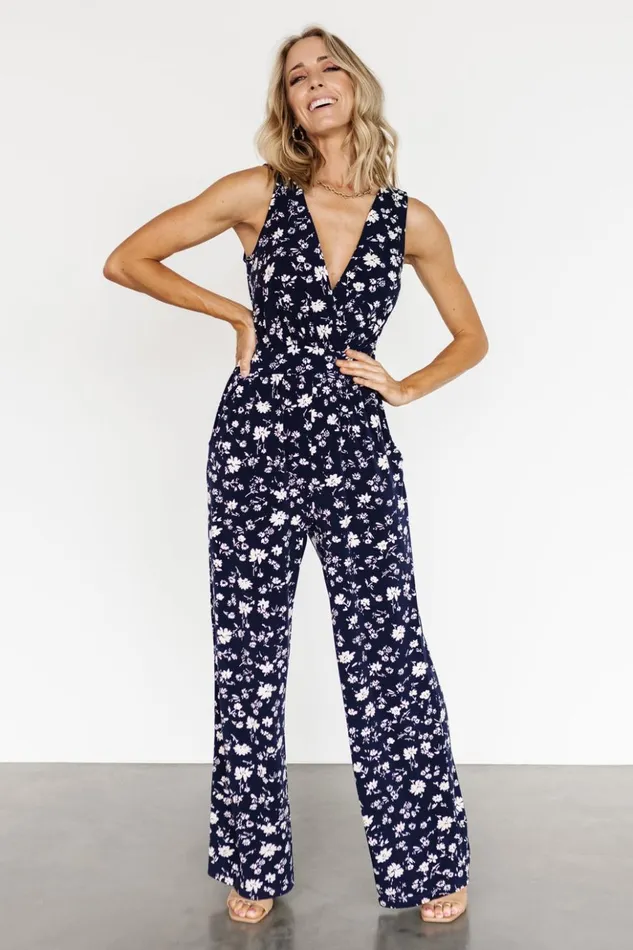 Baltic Born Jumpsuits and Rompers Rudie Sleeveless Jumpsuit Dark Blue Floral 8211 Women Baltic Born Jumpsuits and Rompers Rudie Sleeveless Jumpsuit Dark Blue Floral 8211 Women