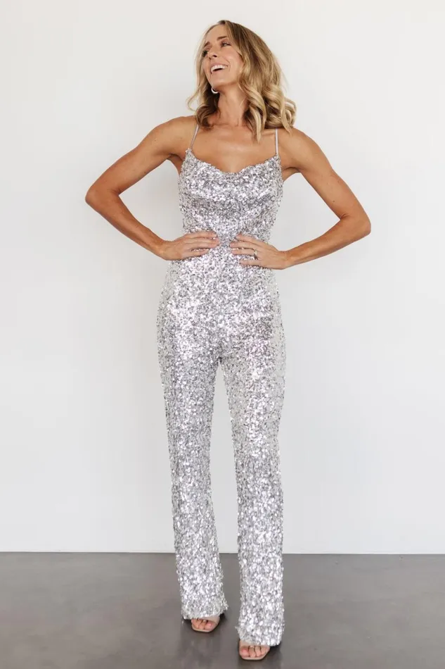 Baltic Born Jumpsuits and Rompers Sparkler Sequin Jumpsuit Silver 8211 Women Baltic Born Jumpsuits and Rompers Sparkler Sequin Jumpsuit Silver 8211 Women