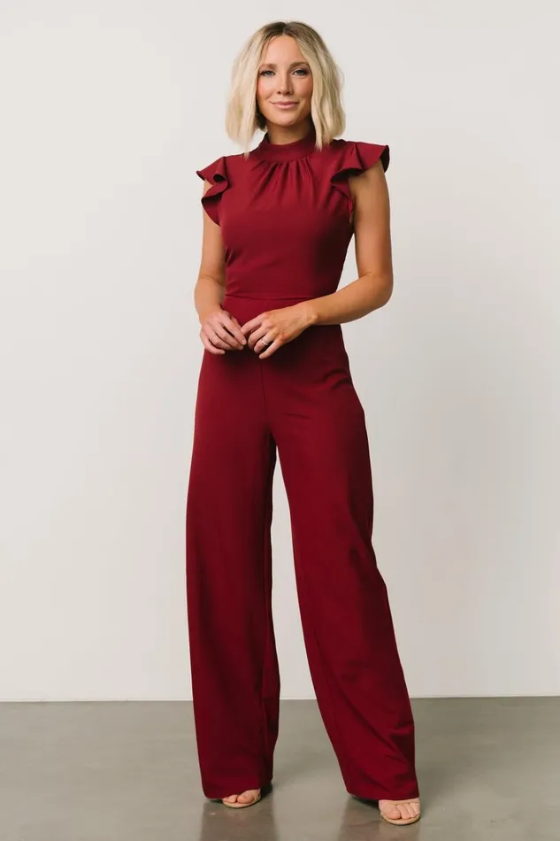 Baltic Born Jumpsuits and Rompers Tana Mock Neck Jumpsuit Burgundy 8211 Women Baltic Born Jumpsuits and Rompers Tana Mock Neck Jumpsuit Burgundy 8211 Women