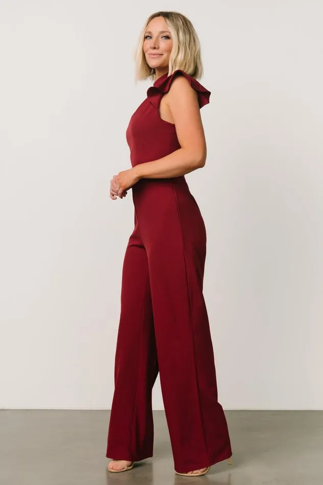 Baltic Born Jumpsuits and Rompers Tana Mock Neck Jumpsuit Burgundy 8211 Women Baltic Born Jumpsuits and Rompers Tana Mock Neck Jumpsuit Burgundy 8211 Women