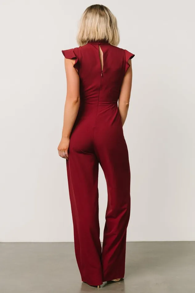 Baltic Born Jumpsuits and Rompers Tana Mock Neck Jumpsuit Burgundy 8211 Women Baltic Born Jumpsuits and Rompers Tana Mock Neck Jumpsuit Burgundy 8211 Women