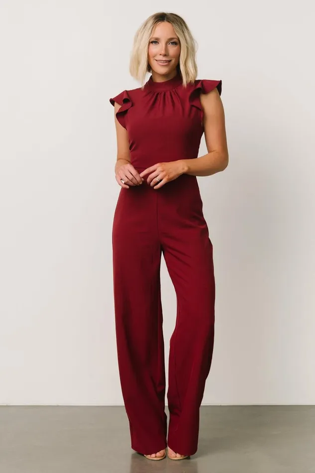 Baltic Born Jumpsuits and Rompers Tana Mock Neck Jumpsuit Burgundy 8211 Women Baltic Born Jumpsuits and Rompers Tana Mock Neck Jumpsuit Burgundy 8211 Women