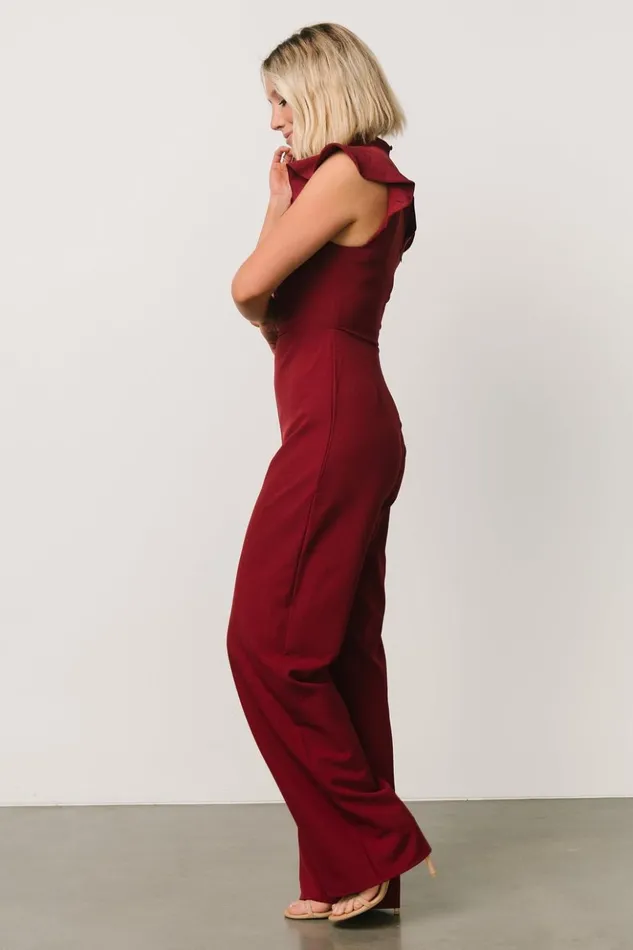 Baltic Born Jumpsuits and Rompers Tana Mock Neck Jumpsuit Burgundy 8211 Women Baltic Born Jumpsuits and Rompers Tana Mock Neck Jumpsuit Burgundy 8211 Women