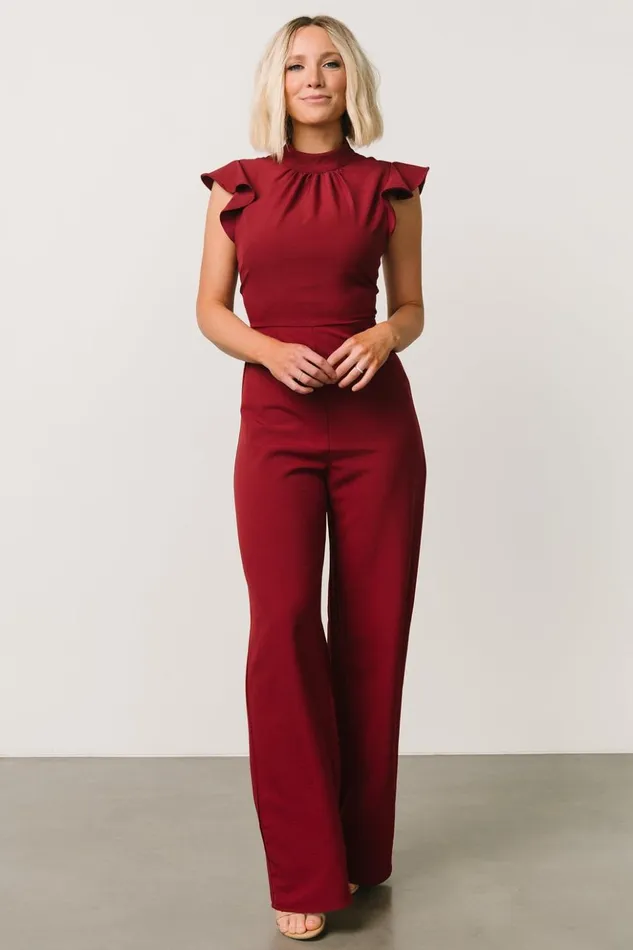 Baltic Born Jumpsuits and Rompers Tana Mock Neck Jumpsuit Burgundy 8211 Women Baltic Born Jumpsuits and Rompers Tana Mock Neck Jumpsuit Burgundy 8211 Women