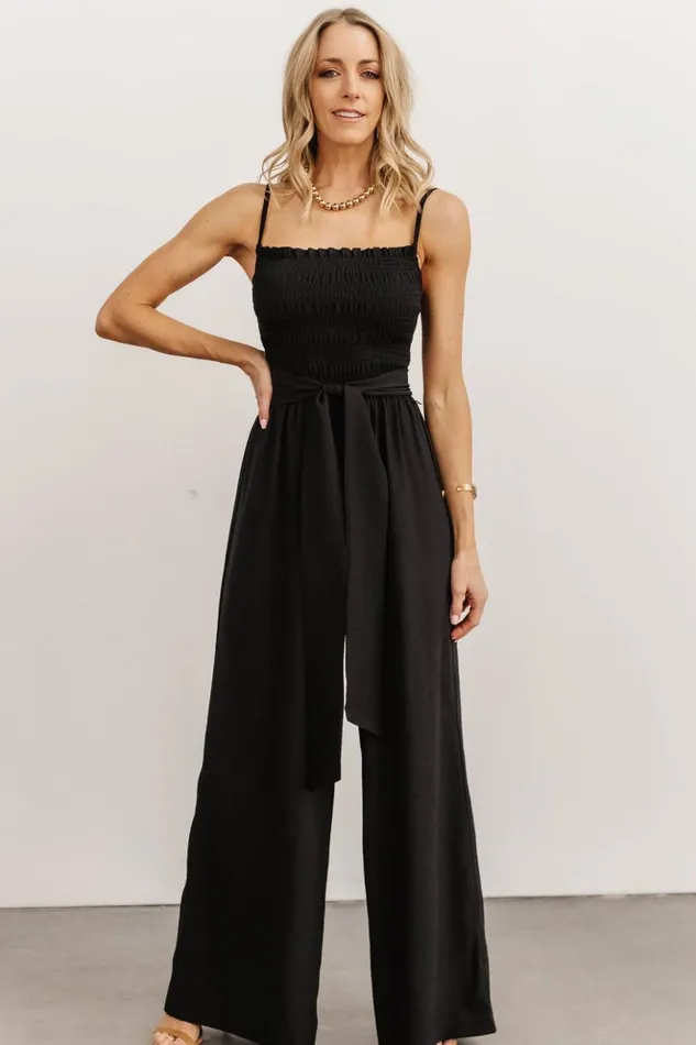 Baltic Born Jumpsuits and Rompers Vanessa Smocked Jumpsuit Black 8211 Women Baltic Born Jumpsuits and Rompers Vanessa Smocked Jumpsuit Black 8211 Women