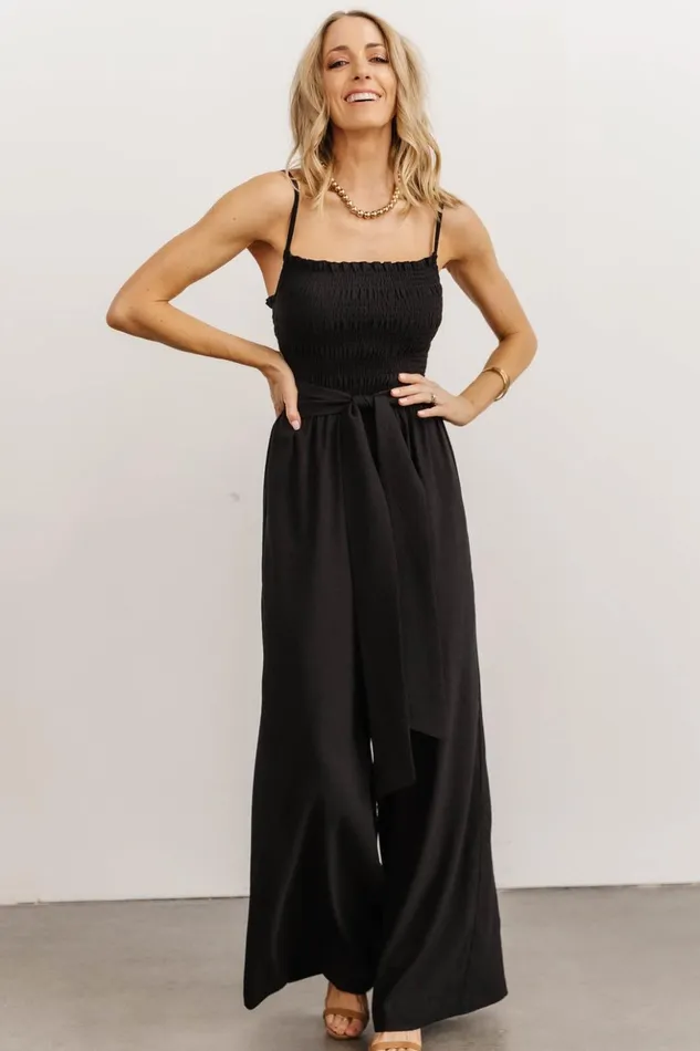 Baltic Born Jumpsuits and Rompers Vanessa Smocked Jumpsuit Black 8211 Women Baltic Born Jumpsuits and Rompers Vanessa Smocked Jumpsuit Black 8211 Women