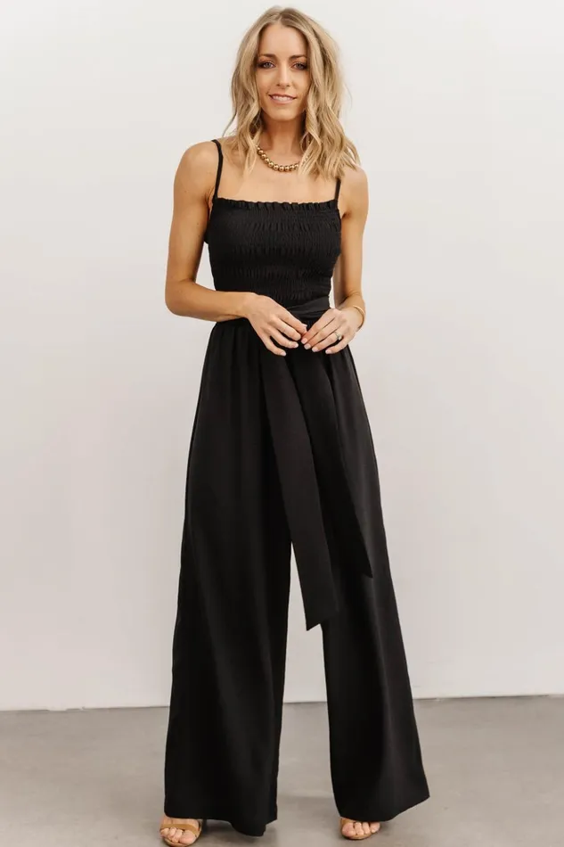 Baltic Born Jumpsuits and Rompers Vanessa Smocked Jumpsuit Black 8211 Women Baltic Born Jumpsuits and Rompers Vanessa Smocked Jumpsuit Black 8211 Women