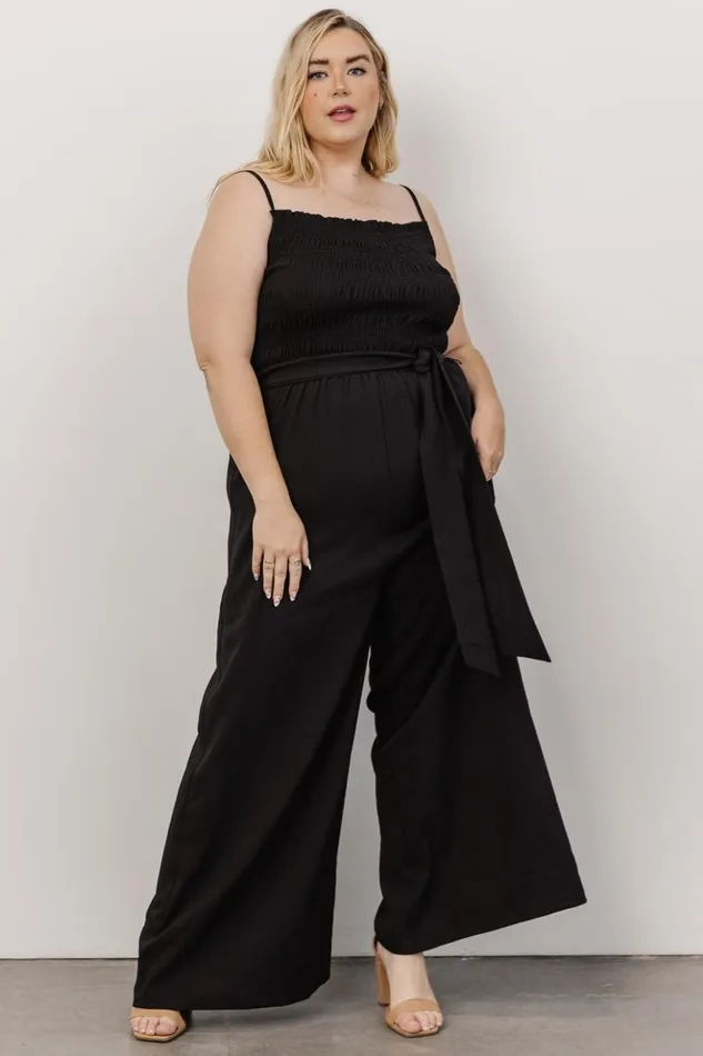 Baltic Born Jumpsuits and Rompers Vanessa Smocked Jumpsuit Black 8211 Women Baltic Born Jumpsuits and Rompers Vanessa Smocked Jumpsuit Black 8211 Women