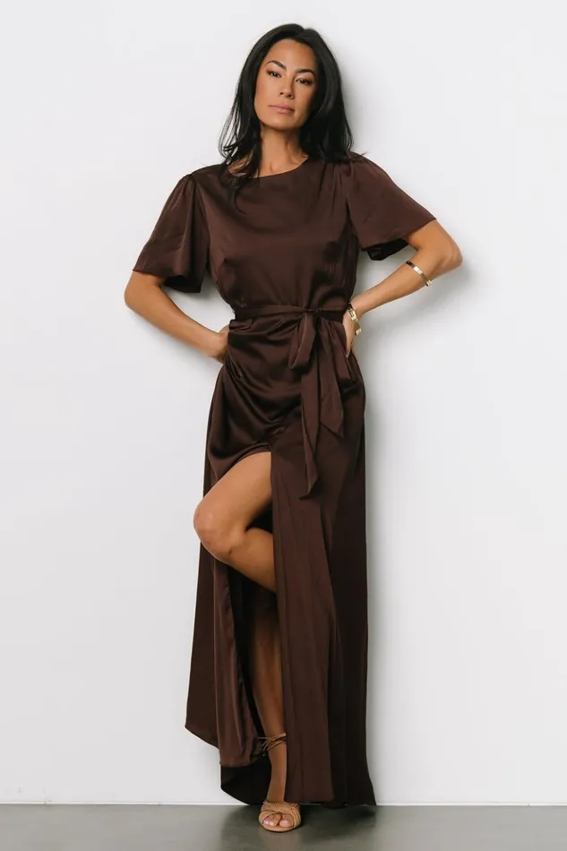 Baltic Born Maxi Dresses Agnes Satin Maxi Dress Espresso 8211 Women