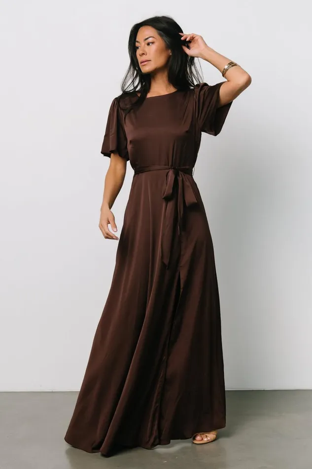 Baltic Born Maxi Dresses Agnes Satin Maxi Dress Espresso 8211 Women Baltic Born Maxi Dresses Agnes Satin Maxi Dress Espresso 8211 Women