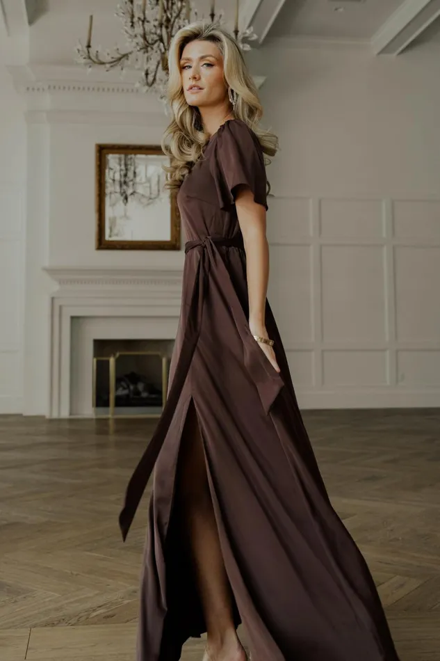 Baltic Born Maxi Dresses Agnes Satin Maxi Dress Espresso 8211 Women Baltic Born Maxi Dresses Agnes Satin Maxi Dress Espresso 8211 Women