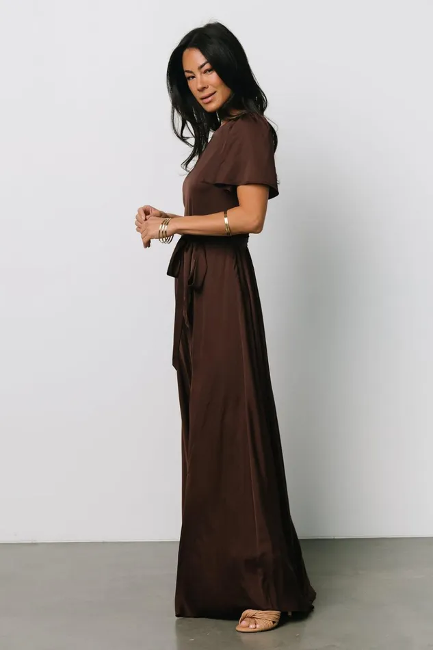 Baltic Born Maxi Dresses Agnes Satin Maxi Dress Espresso 8211 Women Baltic Born Maxi Dresses Agnes Satin Maxi Dress Espresso 8211 Women