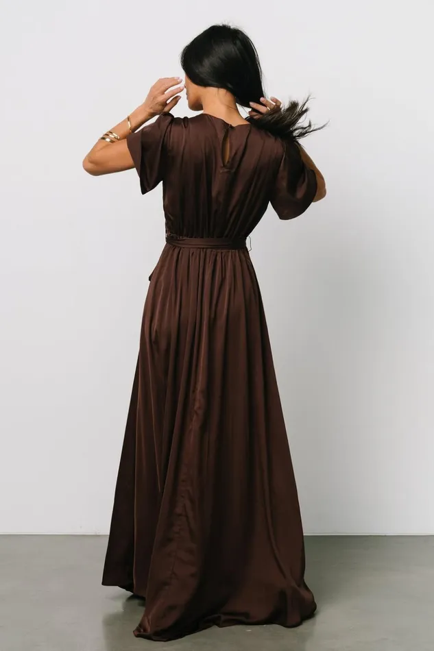 Baltic Born Maxi Dresses Agnes Satin Maxi Dress Espresso 8211 Women Baltic Born Maxi Dresses Agnes Satin Maxi Dress Espresso 8211 Women