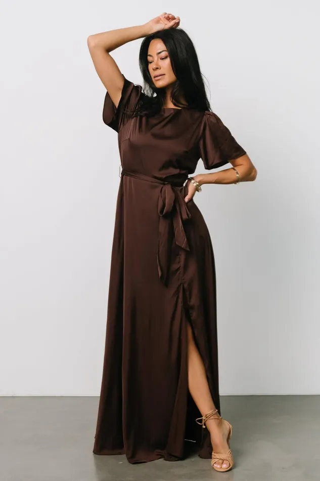 Baltic Born Maxi Dresses Agnes Satin Maxi Dress Espresso 8211 Women Baltic Born Maxi Dresses Agnes Satin Maxi Dress Espresso 8211 Women