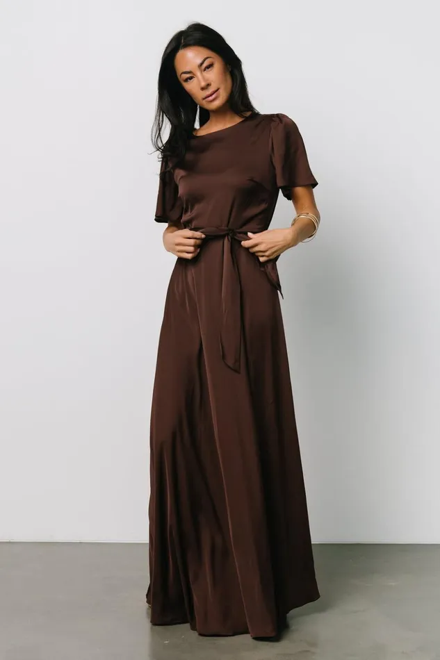 Baltic Born Maxi Dresses Agnes Satin Maxi Dress Espresso 8211 Women Baltic Born Maxi Dresses Agnes Satin Maxi Dress Espresso 8211 Women