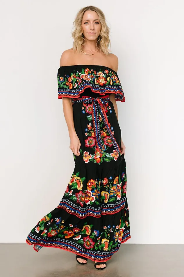 Baltic Born Maxi Dresses Alejandra Maxi Dress Black Multi Floral 8211 Women Baltic Born Maxi Dresses Alejandra Maxi Dress Black Multi Floral 8211 Women