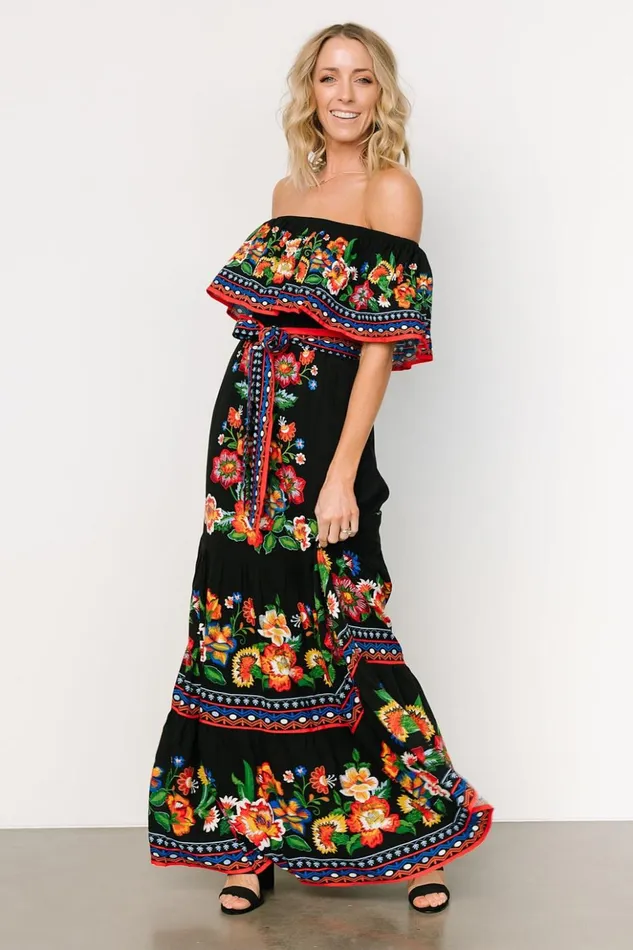 Baltic Born Maxi Dresses Alejandra Maxi Dress Black Multi Floral 8211 Women Baltic Born Maxi Dresses Alejandra Maxi Dress Black Multi Floral 8211 Women
