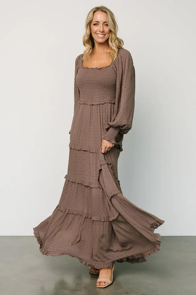 Baltic Born Maxi Dresses Amanda Smocked Dotted Maxi Dress Brown 8211 Women Baltic Born Maxi Dresses Amanda Smocked Dotted Maxi Dress Brown 8211 Women