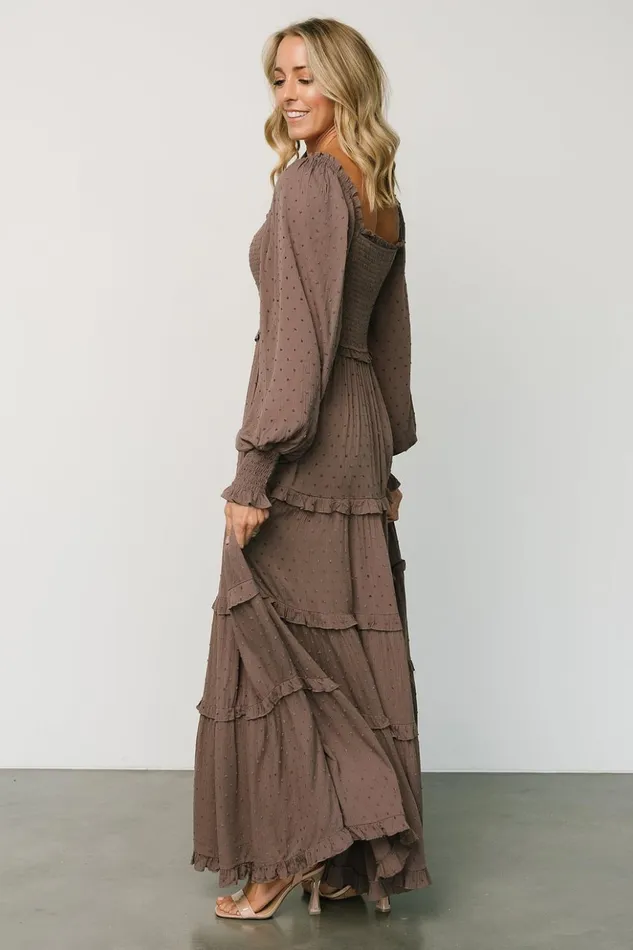 Baltic Born Maxi Dresses Amanda Smocked Dotted Maxi Dress Brown 8211 Women Baltic Born Maxi Dresses Amanda Smocked Dotted Maxi Dress Brown 8211 Women