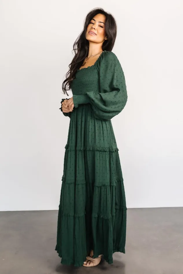 Baltic Born Maxi Dresses Amanda Smocked Dotted Maxi Dress Evergreen 8211 Women Baltic Born Maxi Dresses Amanda Smocked Dotted Maxi Dress Evergreen 8211 Women