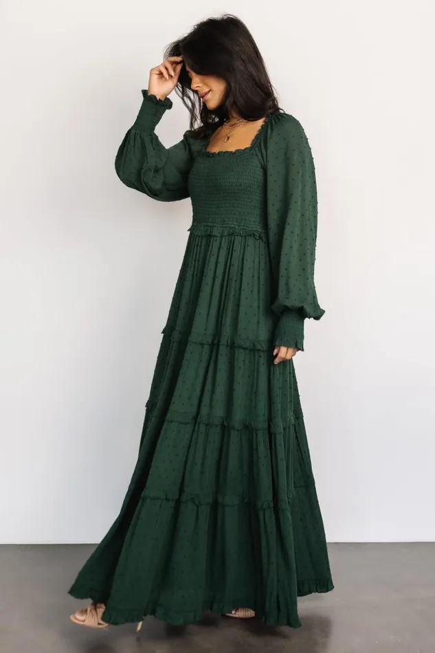 Baltic Born Maxi Dresses Amanda Smocked Dotted Maxi Dress Evergreen 8211 Women Baltic Born Maxi Dresses Amanda Smocked Dotted Maxi Dress Evergreen 8211 Women