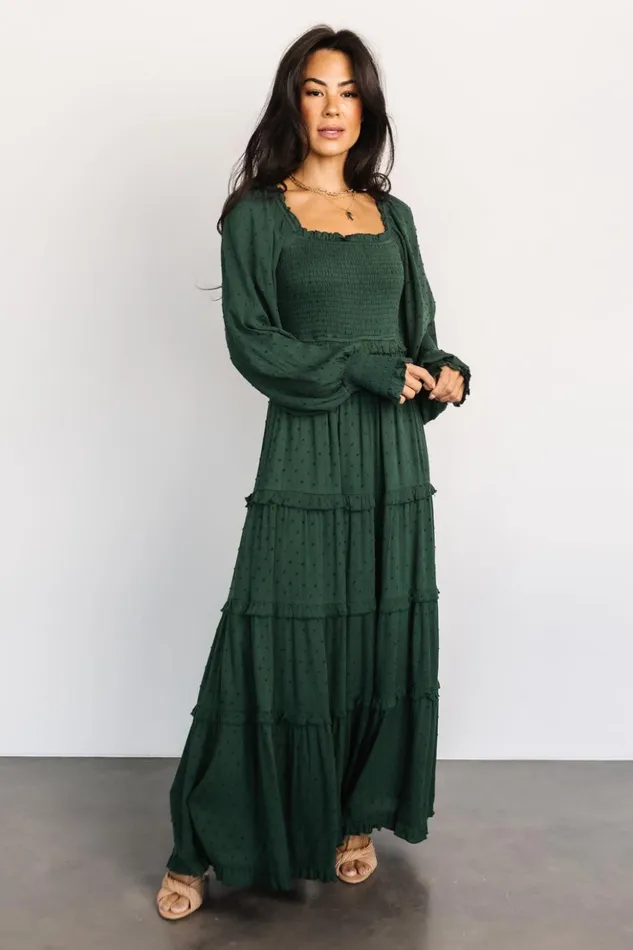 Baltic Born Maxi Dresses Amanda Smocked Dotted Maxi Dress Evergreen 8211 Women Baltic Born Maxi Dresses Amanda Smocked Dotted Maxi Dress Evergreen 8211 Women