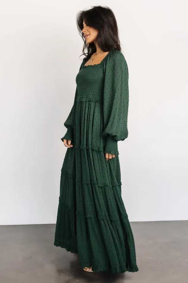 Baltic Born Maxi Dresses Amanda Smocked Dotted Maxi Dress Evergreen 8211 Women Baltic Born Maxi Dresses Amanda Smocked Dotted Maxi Dress Evergreen 8211 Women