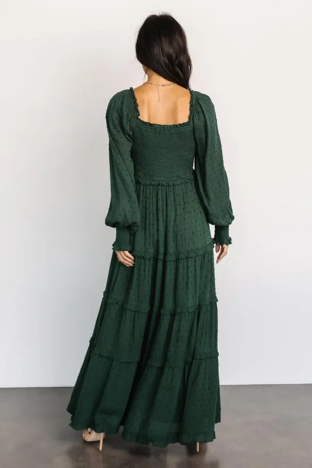 Baltic Born Maxi Dresses Amanda Smocked Dotted Maxi Dress Evergreen 8211 Women Baltic Born Maxi Dresses Amanda Smocked Dotted Maxi Dress Evergreen 8211 Women