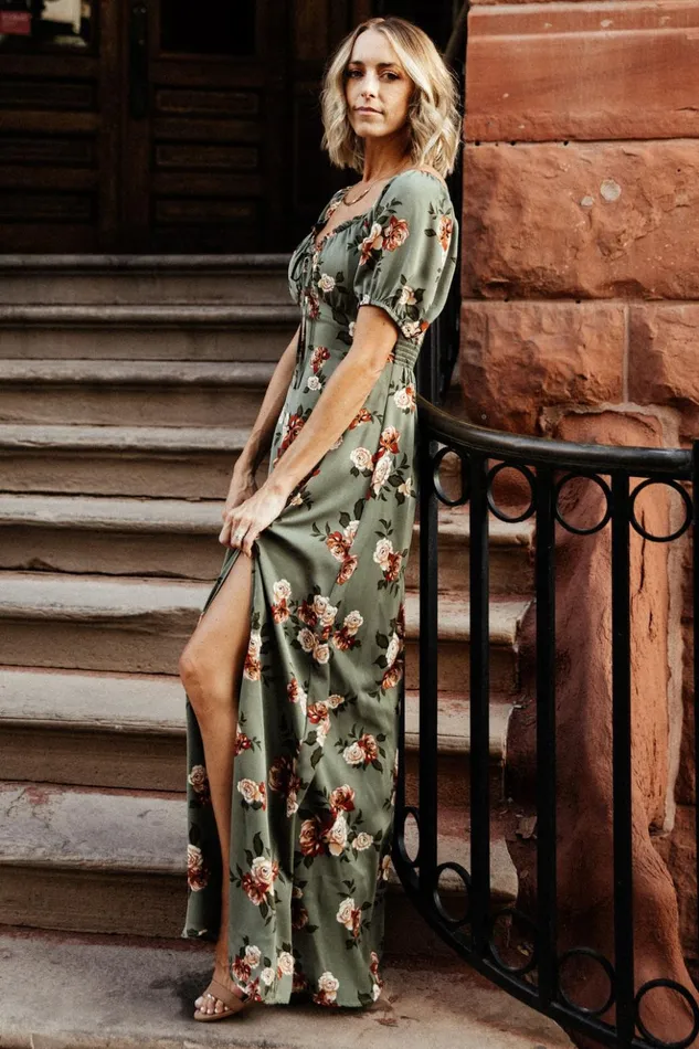 Baltic Born Maxi Dresses Angela Maxi Dress Olive Rose Floral 8211 Women Baltic Born Maxi Dresses Angela Maxi Dress Olive Rose Floral 8211 Women