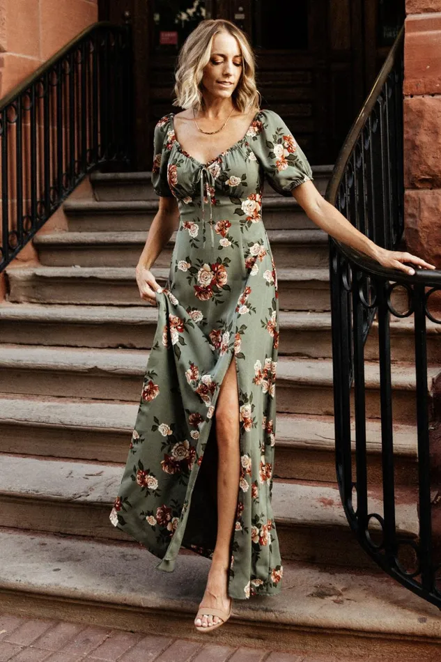 Baltic Born Maxi Dresses Angela Maxi Dress Olive Rose Floral 8211 Women Baltic Born Maxi Dresses Angela Maxi Dress Olive Rose Floral 8211 Women